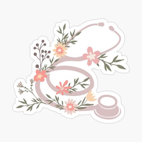 Stethoscope With Flowers, Stethoscope Drawing, Stethoscope Sticker, Nursing Stickers, Pink Stethoscope, Floral Stethoscope, Medical Stickers, Valentine Poster, Mini Scrapbook Album