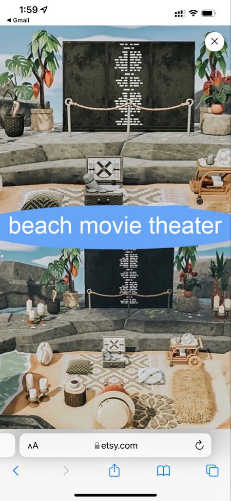 Animal Crossing Movie Theater, Animal Crossing Movie, On Beach, Movie Theater, Animal Crossing, Theater, Movie Posters, Animals, Art