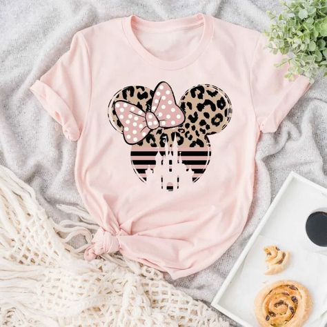 Cheetah Print Shirt, Cheetah Print Shirts, Minnie Mouse Shirts, Disneyland Vacation, Minnie Shirt, Disney World Shirts, Disney Ears, Minnie Ears, Comfy Dresses