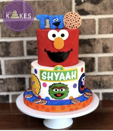 Sesame Street Birthday Party Ideas Boy, Sesame Street Birthday Cakes, Elmo Birthday Cake, 3rd Birthday Party For Boy, Religious Cakes, Tiered Cakes Birthday, Elmo Birthday Party, Sesame Street Birthday Party, Marshmallow Fondant