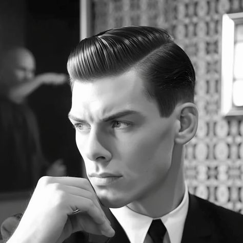 Hairstyles Undercut, Haircut Undercut, Old Hollywood Hair, Slicked Hair, Pompadour Style, Mens Haircuts Short Hair, 50s Hairstyles, Classic Haircut, Men's Facial Hair