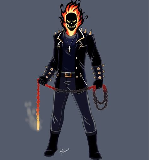 Ghost Rider Character Design, Ghost Rider Redesign, Ghost Rider Oc, Ghost Rider Fanart, Ghost Raider, Spiderman Drawing, Nostalgia Art, Hell Fire, Anime Friendship