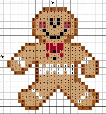 simple cross stitch designs | tiny gingerbread guy designed by sandy riggs 2002 sandy riggs all ... Xmas Cross Stitch, Winter Cross Stitch, Cross Stitch Christmas Ornaments, Pola Kristik, Cross Stitch Cards, Simple Cross Stitch, Cross Stitch Patterns Christmas, Cross Stitch Patterns Free, Christmas Cross