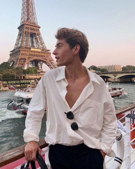 Mens sunglasses, fashion, white shirt, paris, Eiffel Tower \ discountedsunglasses.co.uk Mens Fashion Inspiration, Elegante Casual, Old Money Aesthetic, Summer Outfits Men, Mode Inspo, 인물 사진, Gentleman Style, Poses For Men, Mens Street Style