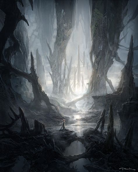 Fantasy Locations, Dnd Inspiration, Magic Places, Andy Park, Cave Game, Fantasy Background, Environment Art, Landscape Concept, Fantasy Forest