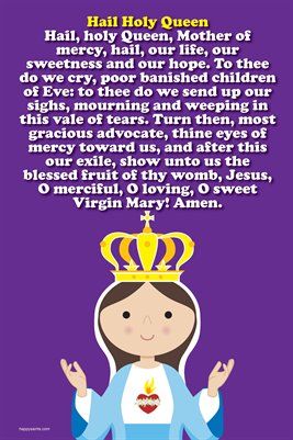 Happy Saints Prayer Posters: Happy Saints Hail Holy Queen Prayer Poster, $5.00 from MagCloud Hail Holy Queen Prayer, Stronger Faith, Prayer Poster, Hail Holy Queen, Queen Of Heaven, Prayers For Children, Faith Formation, Catholic Kids, Strong Faith