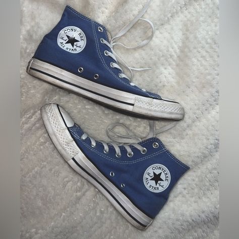 Converse Chuck Taylor - men’s 6, women’s 8 (navy blue high top sneakers) Chuck Taylor 70, Blue High Tops, High Top Converse, Blue Converse, Royal Marines, Marine Blue, Converse Sneakers, Chuck Taylors High Top, Converse High Tops