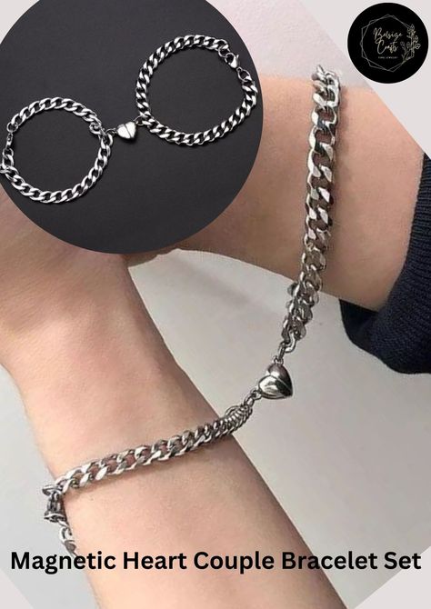 Unleash your magnetic love! Our couple's bracelets lock together, just like you & your soulmate. Get yours today! https://belsizecrafts.com/products/magnetic-heart-couple-bracelet-set #MatchingBraceletsUK #MagneticLoveUK #UKCouplesGift #UKRelationshipGoals #LongDistanceLoveUK #UKPromiseJewelry #ForeverTogetherUK #UniqueGiftsUK #UKLoveStory #LoversInLondon Heart Couple, Promise Jewelry, Long Distance Love, Couple Bracelet, Anime Eye Drawing, Couple Bracelets, April 16, Magnetic Bracelet, Anime Eyes