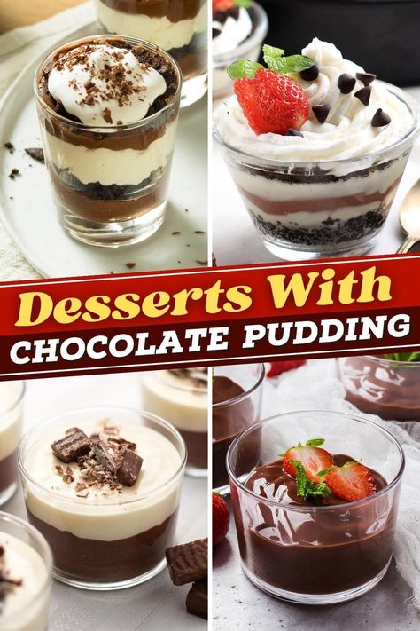 Individual Pudding Desserts, Individual Jello Desserts, Desserts To Make With Pudding, Pudding Parfaits Recipes, Desserts With Chocolate Pudding, Chocolate Pudding Ideas, Chocolate Jello Pudding Recipes, Chocolate Desserts In A Cup, Pudding Parfait Desserts