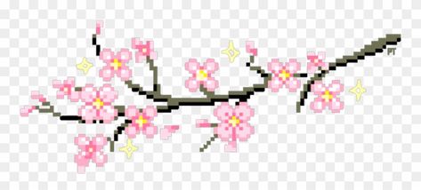 Cherry Blossom Perler Bead Pattern, Pixel Cherry Blossom, Cherry Blossom Pixel Art, Pixeled Art, Pixel Cherry, Cherry Blossom Png, Sakura Aesthetic, Cherry Blossom Drawing, Pixel Icons