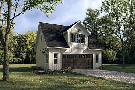 Garage With Apartment, American Garage, Garage Plans With Loft, Garage Designs, Board And Batten Exterior, Apartment Plan, Garage Guest House, Carriage House Plans, House Addition