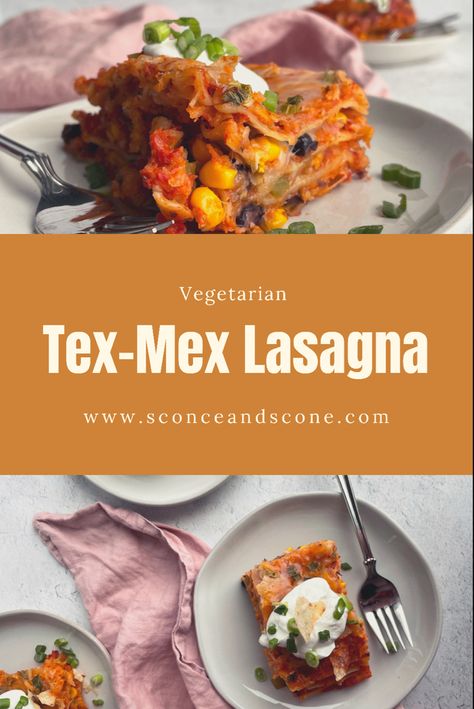 This Tex-Mex Lasagna is layered with flavor. It’s hearty, zesty and cheesy! And the best part is that it’s vegetarian! Tex Mex Lasagna, Short Recipes, Oven Ready Lasagna, Classic Lasagna, Vegetarian Lasagna, Spicy Salsa, Weekend Meals, Tex Mex Recipes, Chips And Salsa