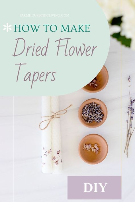 Check out my blog to learn how to preserve dried flowers and give a natural elegance to your taper candles in the process.  Make these beautiful dried flower taper candles for your home. Diy Beeswax Candles With Dried Flowers, Pressed Flower Taper Candle, Adding Dried Flowers To Candles Diy, Dried Flowers On Candles, Preserve Dried Flowers, Diy Candles At Home, Diy Taper Candle Holders, Diy Taper Candles, Microwave Flower Press