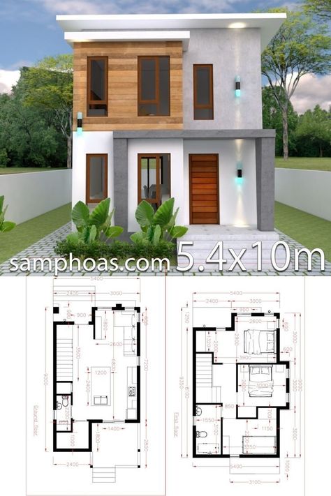 2 Story House Design, Housing Plans, Small Home Design, Small Modern House Plans, House Plans With Pictures, 2 Storey House Design, Two Story House, Compact House, Small Modern Home