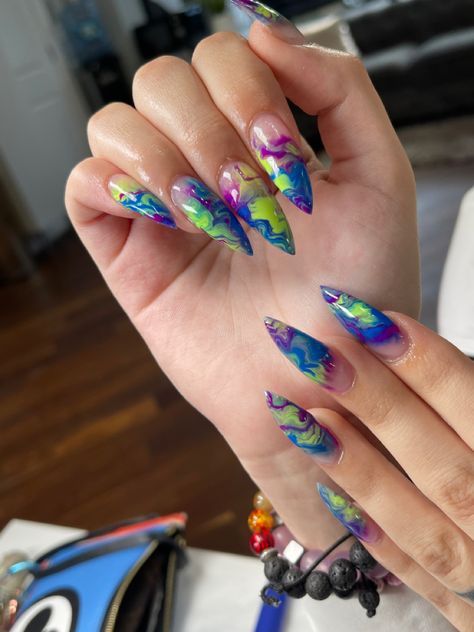 Neon marble 😍💙💜💚 Neon Marble Nail Designs, Marble Nail Designs, Marble Nail, Marble Nails, Nail Ideas, Pretty Nails, Nail Designs, Marble, Neon