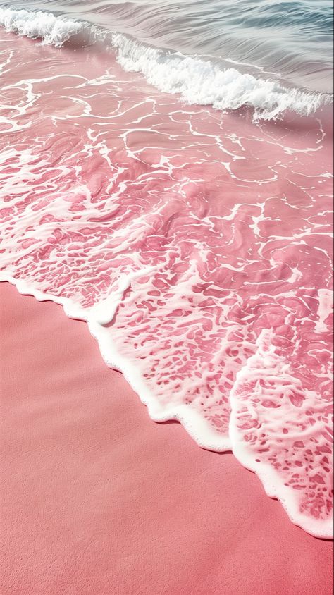 Seaside aesthetic, wallpaper, wave Pink Waves Wallpaper, Seaside Aesthetic, Pink Ocean, Pink Beach, Beach Wallpaper, Phone Stuff, Pink Sand, Ocean Photography, Photoshop Design