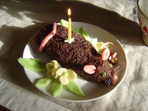 You can go to town with the setting. Here I just quickly made a few leaves and flowers. Rat Cakes, Cake For Children, Cake For Halloween, Shaped Food, Truffle Cake, Black Food Coloring, Chocolate Truffle Cake, Novelty Birthday Cakes, Leftover Cake