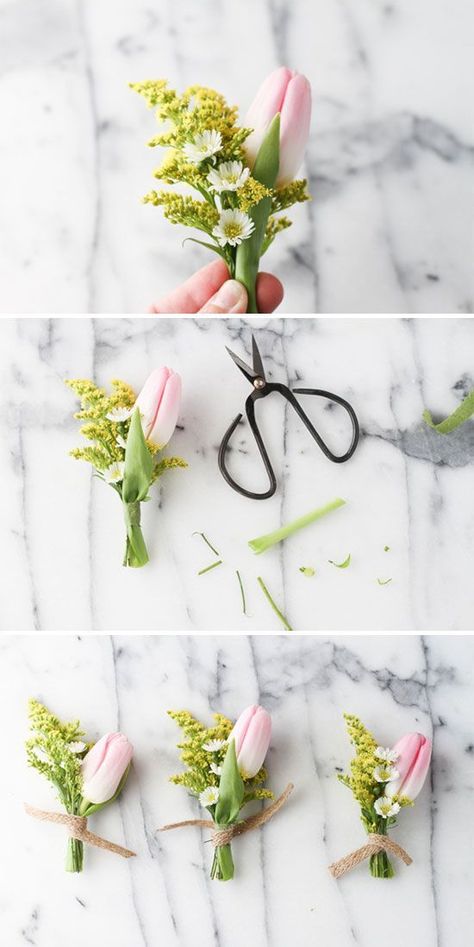 Tulip Boutineer, Tulip Corsage, Tulip Boutonniere, Tulip Bouquet Wedding, Easter Wedding Ideas, Diy Boutonniere, Flowers For Mom, Tulip Wedding, Stitch Diy