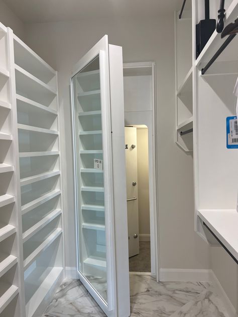 Hidden Safe Room In Closet, Walk In Closet With Stairs, Safe Room In Closet, Safe Room Ideas Master Closet, Hidden Safe Rooms In Houses, Safe Rooms In Houses, Safe Room Ideas, Hidden Safe Room, Closet Safe