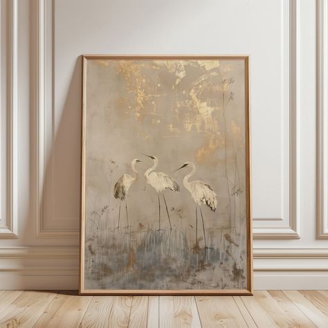 This Wall Decor item by IuliiaArtPrints has 67 favorites from Etsy shoppers. Ships from Ukraine. Listed on Oct 3, 2024 Japanese Canvas Art, Art With Branches, Crane Artwork, Cranes Painting, Gold Frame Art, Beige Artwork, Crane Painting, Crane Art, Majestic Birds