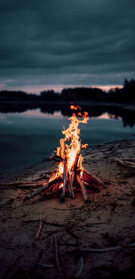 Campfire, Lake, Wallpapers, Water, Nature