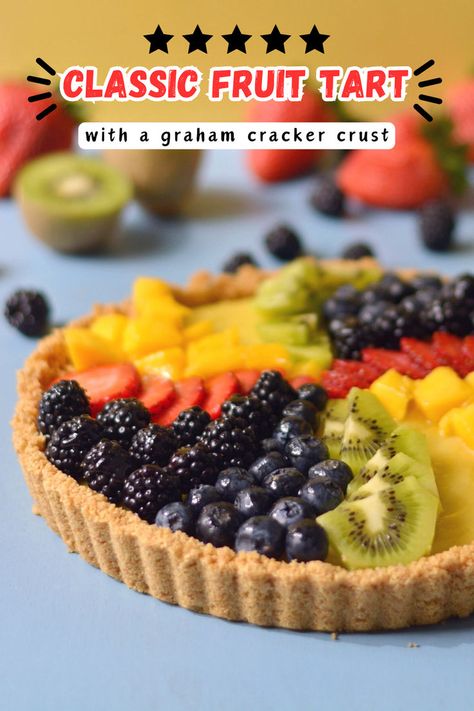 A fruit tart with an assortment of different colored fruit on top. Fruit Tart Crust, Vanilla Pastry Cream, Family Breakfast Recipes, Fruit Tart Recipe, Peppermint Cheesecake, Fruit Tarts, Homemade Granola Bars, Easter Dinner Recipes, Tart Recipe