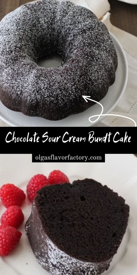 Desserts With Sour Cream, Sour Cream Bundt Cake, Sour Cream Cake Recipe, Chocolate Sour Cream Cake, Chocolate Sour Cream Bundt Cake, Sour Cream Desserts, Sour Cream Chocolate Cake, Marble Cake Recipes, Best Chocolate Desserts