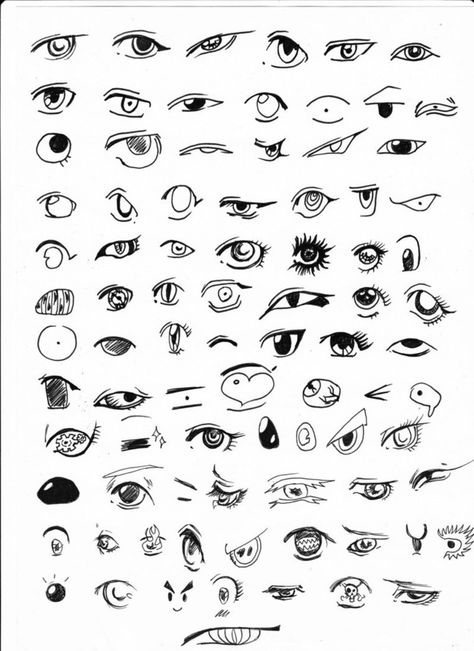 Eyes References, Mata Manga, Different Types Of Eyes, Easy Eye Drawing, How To Draw Anime Eyes, Happy Eyes, Cartoon Eyes Drawing, Manga Eyes, 얼굴 그리기