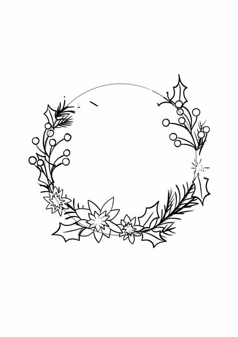 Christmas Wreath Card Ideas, Simple Wreath Drawing, Cute Simple Christmas Drawings, How To Draw A Wreath, Christmas Wreath Drawing Simple, Wreath Drawing Christmas, Winter Drawings Easy, Christmas Wreath Drawing, Christmas Wreath Painting