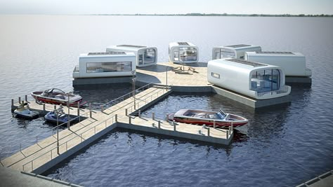 House Boats For Sale, House On The Water, 25 Beautiful Homes, Boat House Interior, Floating Homes, Floating Architecture, Floating Hotel, Interior Architecture Drawing, Prefab Cabins