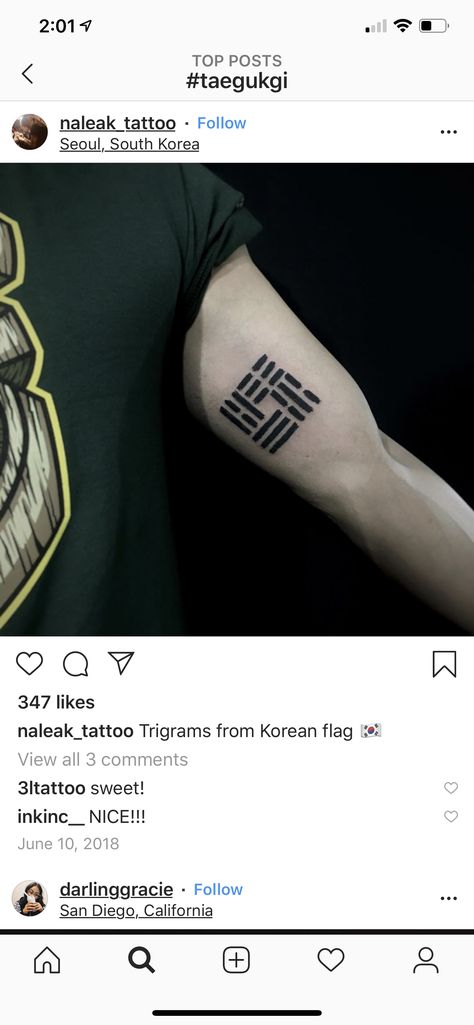 Korean Tattoo Ideas South Korea, Korean Flag Tattoo, South Korea Tattoo, Meaningful Words Tattoo, Meaningful Word Tattoos, Korea Tattoo, South Korean Flag, Korean Tattoo, South Korea Flag