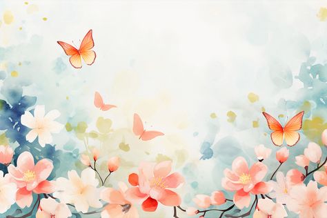 Butterfly Landscape, Background Butterfly, Flower Branches, Landscape Background, Sky Background, Summer Pattern, A Sky, Flower Branch, Blossom Flower