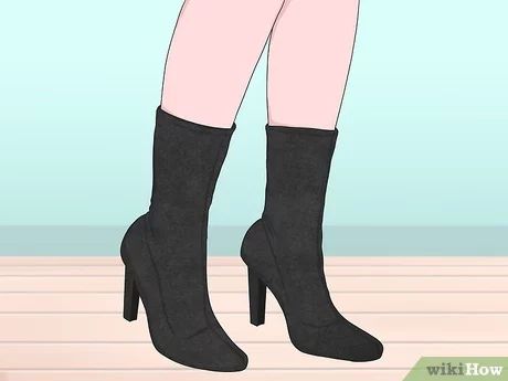 How to Wear Sock Boots: 15 Steps (with Pictures) - wikiHow Black Sock Boots Outfit Jeans, Sick Boots Outfit, What To Wear With Sock Boots, Sock Boot Heels Outfit, Heeled Sock Boots Outfit, Platform Sock Boots Outfit, Sock Boots Outfit Dress, Brown Sock Boots Outfit, How To Wear Sock Boots