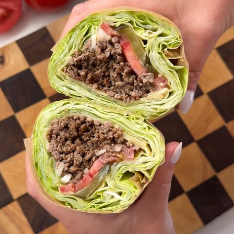 Big Mac Lettuce Wrap, Big Mac Crunch Wrap, Burger Lettuce Wraps, Rolled Chicken Tacos, High Protein Low Cal, Burger Lettuce, Lettuce Burgers, Homemade Big Mac Sauce, Lettuce Wrapped Burger