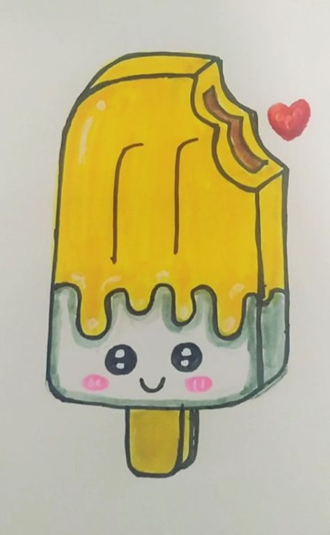 Popsicles Drawing, Cute Popsicle, Cute Drawing, Drawing Easy, Drawing Challenge, Popsicles, Easy Drawings, Cute Drawings, Drawings