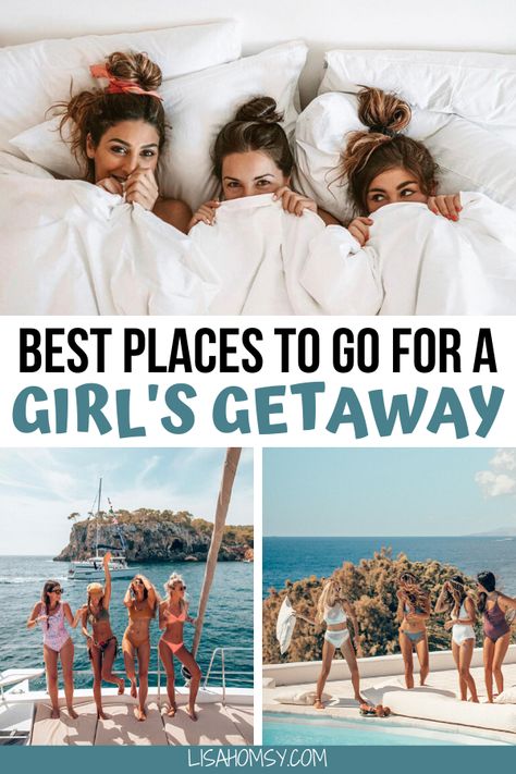 Click here to find the best girls trip destinations in the world. These locations are perfect for a girls weekend getaway or even a bachelorette weekend and are the best places to go for a girls trip. #girlsgetaway #girlstrip #bachelorette | girls weekend getaway destinations | girls weekend getaway ideas | best places for girls trips | best places for a girls trip | best places to take a girls trip | best places to travel for girls trip | best places for a girls trip in the us International Bachelorette Destinations, Bachelorette Getaway Ideas, Girls Trips In The Us, Best Girls Trip Destinations In The Us, Best Girls Trip Destinations, Bff Book, Georgia Getaways, Girls Trip Destinations, Girlfriend Trips