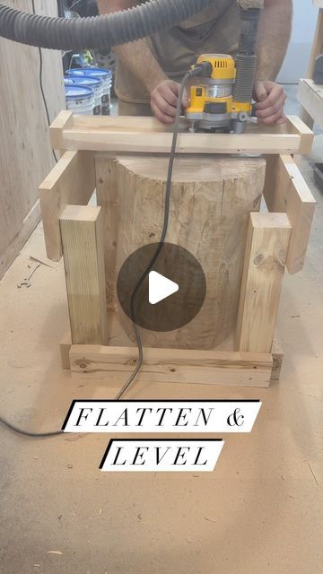 Aurra Wood Co. on Instagram: "Everyone has their own techniques. I needed a more efficient way to flatten our stumps and came up with this jig in a about an hour with scrap wood. Let me know if you would use this method! #stump #sidetable #flatten #level #jointer #planer #router #jig #sled #tiktok woodworking" Router Sled, Router Jig, Scrap Wood, All The Way Up, Sled, Wood Working, Router, Let Me Know, Woodworking Projects