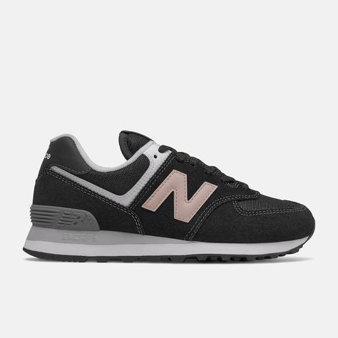 574, WL574HB2 New Balance 574 Black Outfit, 574 New Balance Women, Black Outfit Women, New Balance 574 Black, 574 New Balance, New Balance 574 Womens, New Balance Style, Sneaker Trend, Track Pants Women