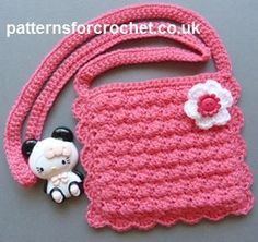 Purse Patterns Free, Crocheted Purse, Purse Crochet, Crochet Purse Pattern Free, Kids Purse, Crochet Shell Stitch, Crochet Girls, Haken Baby, Crochet Purse