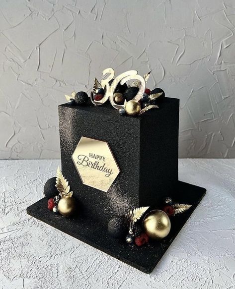 37th Birthday Cake For Him, 25 Th Birthday Cakes For Men, 30 Birthday Cake Men, Square Cakes For Men, Men 30th Birthday Cake, Black And Gold Cake For Men Birthday, Black And Silver Cake For Men, Square Birthday Cake For Men, 40th Bday Cakes For Men