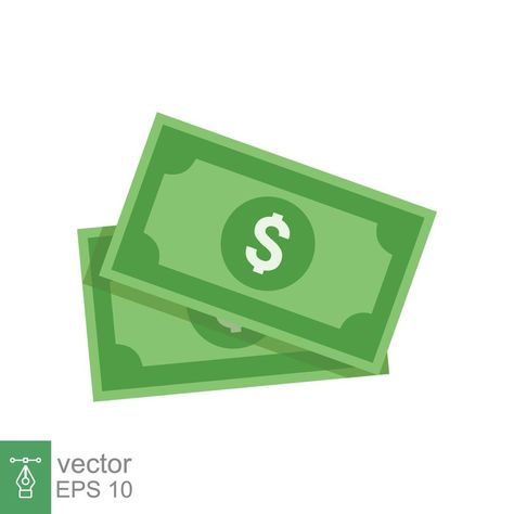 Dollar Illustration, Cash Icon, Green Dollar, Dollar Bills, Business Concept, Vector Illustration Design, Dollar Bill, Flat Style, Money Cash