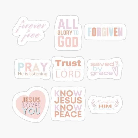 Cute Christian Stickers Aesthetic, God Stickers Aesthetic, Bible Stickers Aesthetic, Christian Laptop Stickers, Bible Study Stickers, Cute Christian Stickers, Christian Stickers Aesthetic, Christian Small Business, Christian Stickers Free Printable