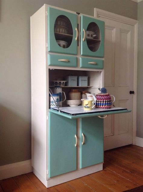 I want! "1950's Vintage Kitchen Larder Cupboard Cabinet Kitchenette, Solid wood Manufactured in Romford by Blue Gate Products." -Rj Kitchen Larder Cupboard, 50s Kitchen, Vintage Kitchen Cabinets, Hoosier Cabinets, Kitchen Larder, Kitchens Cabinets, Larder Cupboard, 1950s Kitchen, Deco Retro