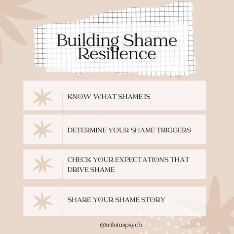 Shame Resilience Brene Brown, Shame Triggers, Shame Resilience, Feeling Shame, Psychology Tips, Counseling Resources, Brene Brown, Healthy Mind, Psychologist