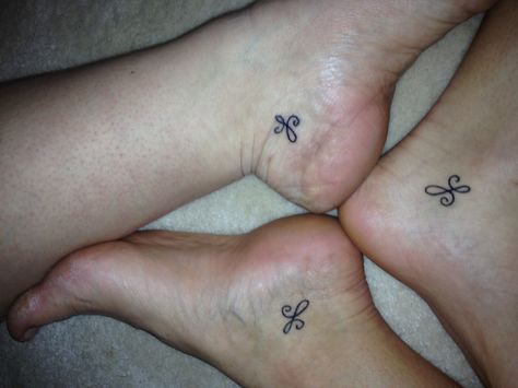 Friendship Tattoos. Cool placement idea. Symbols That Mean Friendship, Ankle Friendship Tattoos, Tattoos That Symbolize Friendship, Friendship Symbols Signs, Symbolic Friendship Tattoos, Symbols Of Friendship Tattoo, Friendship Symbol Tattoos, Small Finger Tattoos, Small Shoulder Tattoos