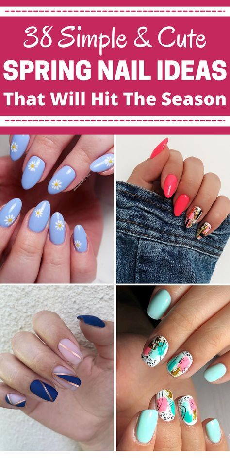 Spring Nails With Accent Nail, May Fingernail Designs, Sns Spring Nails Designs, Spring Sns Nails Colors, May Manicure Ideas, Simple Fingernail Designs, April Nails Ideas Short, Spring Manicure Ideas Short Nails, Spring Gel Nail Art Designs