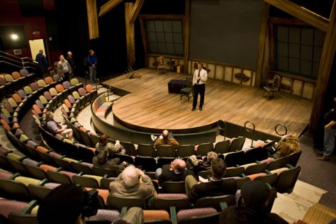 small theatre spaces | Charlotte theatre walking tour group in ImaginOn's small theatre space Small Theatre Design, Round Auditorium, Indoor Amphitheater, Small Auditorium Design, Small Auditorium, Modern Theatre, Church Building Design, Auditorium Design, Theatre Pictures