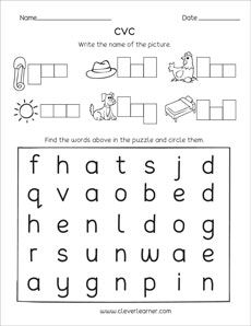 CVC word worksheets for preschool and kindergarten kids Cvc Word Search Free, Cvc Word Search, Cvc Word Worksheets, Cvc Worksheets Kindergarten, Letter Worksheets Kindergarten, Reading Tools, Kindergarten Word Families, Learn Alphabet, Cvc Worksheets