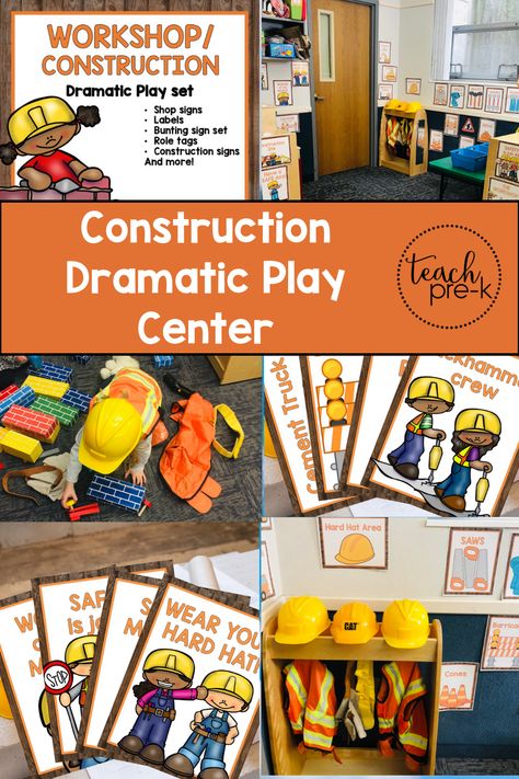 Hardware Store Dramatic Play, Construction Dramatic Play Preschool, Construction Dramatic Play Printables, Community Helpers Dramatic Play, Preschool Dramatic Play Ideas, Construction Area Ideas, Construction Dramatic Play, Community Helper Dramatic Play, Construction Preschool