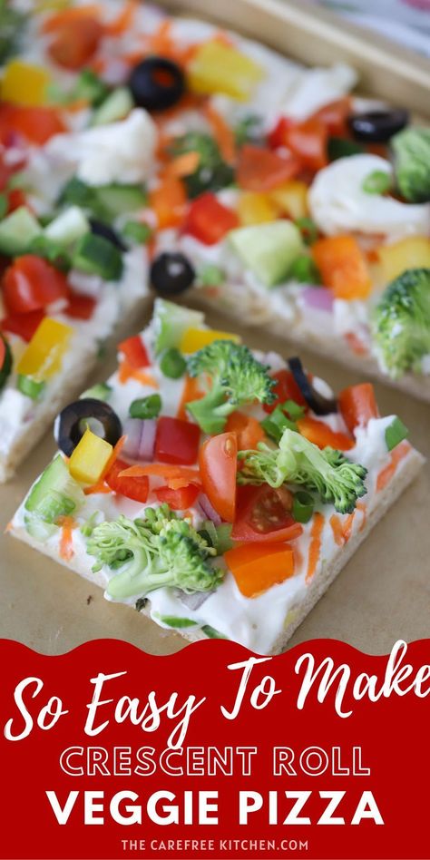 Picture this: a golden-brown crescent roll base topped with a colorful array of fresh vegetables, all smothered in savory sauce and melted cheese. Hungry yet? I will guide you through the process of creating your very own Crescent Roll Veggie Pizza, perfect for any occasion. Vegetable Pizza Appetizer Crescent Rolls, Fresh Veggie Pizza, Crescent Veggie Pizza Pillsbury, Vegetable Pizza Dip, Ww Crescent Roll Recipes, Easter Veggie Pizza, Veggie Crescent Pizza, Christmas Veggie Pizza, Vegetable Pizza Crescent Roll